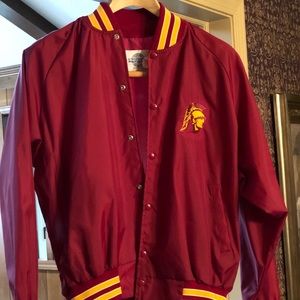 Vintage Red and Yellow Sporty Bomber Jacket